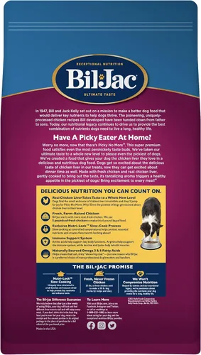 Vista 2 de Bil-Jac Picky No More Receta de hígado de pollo de raza mediana Comida seca para perros 6 libras