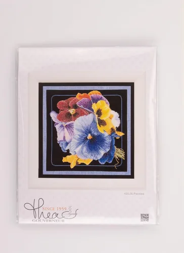 Vista 5 de Thea Gouverneur - Kit de punto de cruz, diseño de Pensamientos, color negro, 18 unidades, 13.4 x 13.4 in, kit de manualidades para adultos, kit