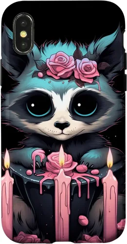 Vista 5 de iPhone 16 Pastel Goth Gothic Raccoon Anime Kawaii Nu Goth Aesthetic Case