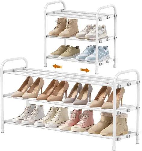 Vista 9 de INSMART Estante Organizador de Zapatos de 2 Niveles: Estante Organizador de Zapatos Ampliable y Ajustable, Estante de Almacenamiento de Zapatos