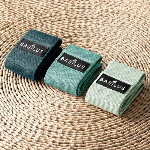 Vista 2 de Paquete de 3 bandas de resistencia de tela para piernas y glúteos, bandas de ejercicio para entrenamiento, entrenamiento de fuerza, yoga, pilates