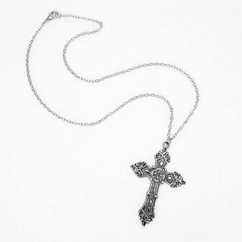 Vista 6 de Collar con colgante de cruz vintage para mujeres y hombres, regalo de cadena larga, punk, gótico, accesorios de joyería, gargantilla gótica hábil
