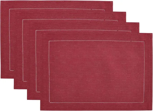 Vista 23 de Elrene Home Fashions Alison - Mantel de tela con diseño de bordado de ojo de buey y borde resistente a las arrugas, 132 x 70 cm, Rectangular