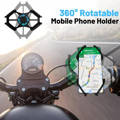Vista 5 de Soporte desmontable para teléfono de bicicleta, ajuste de rotación de 360 grados, adecuado para teléfonos inteligentes de 4 a 6.5 pulgadas