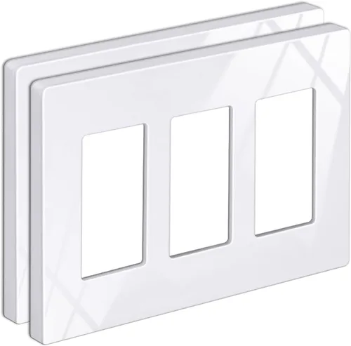 Vista 13 de BESTTEN Placa de pared sin tornillos de 5 segmentos, cubierta de enchufe decorador, placa decorativa para interruptor, serie blanca nieve brillante