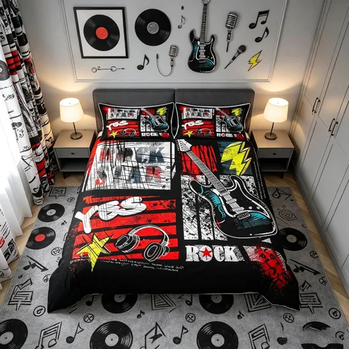 Vista 17 de Juego de funda de edredón de dibujos animados con lazo, tamaño individual, juego de ropa de cama a cuadros geométricos coloridos, decoración