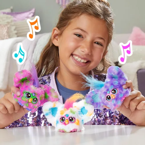 Vista 8 de Furby Furblets Groo-Vee Amigo Mini, más de 45 sonidos y música, habla solo Furbish, juguetes de peluche electrónicos, morado, regalos