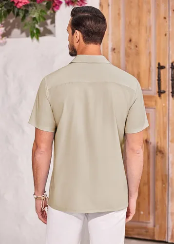 Vista 4 de COOFANDY Mens Hawaiian Tropical Shirts Short Sleeve Button Down Summer Beach Shirt with Pocket
