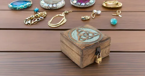 Vista 6 de Joyero decorativo de madera hecho a mano con cerradura y llave, organizador de joyas, caja de recuerdos, cofre del tesoro, caja de reloj, caja