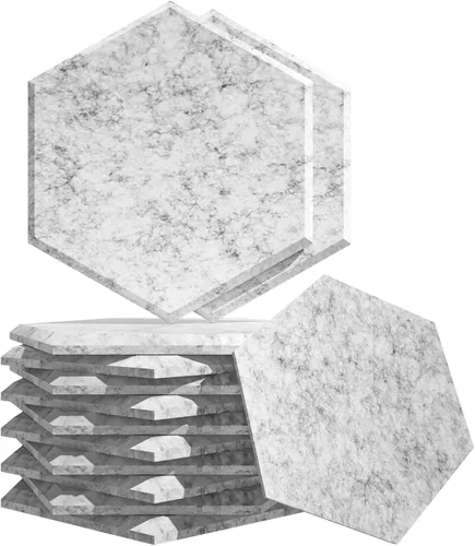 Vista 14 de Paquete de 15 paneles hexagonales de espuma a prueba de sonido para paredes, paneles acústicos de 12" x 11" x 0.35" de alta densidad que absorben