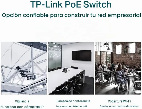 Vista 6 de TP-Link Switch Easy Smart Gigabit PoE+ de 24 puertos (TL-SG1428PE), 250W, 2 ranuras SFP, 10/100/1000 Mbps, compatible con escritorio, Linux, Unix