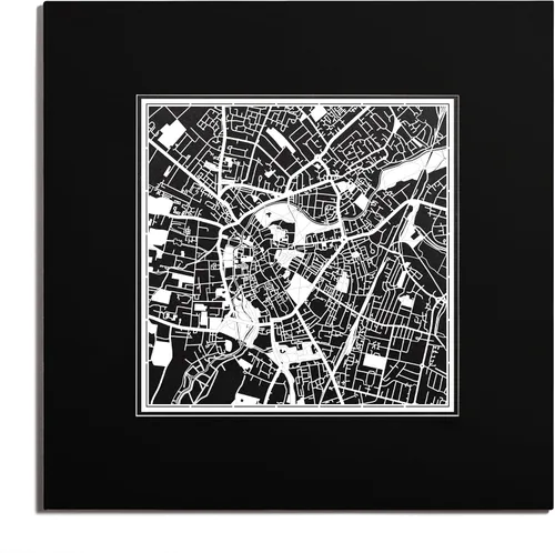 Vista 149 de O3 Design Studio Mapa de corte de papel de París, color negro mate, 20 x 20 pulgadas, arte en papel