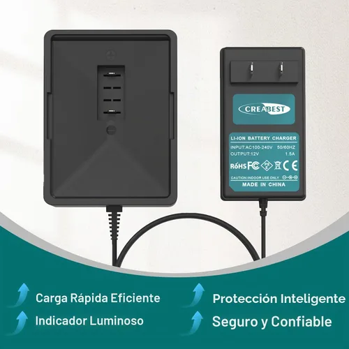 Vista 6 de Creabest Cargador de iones de litio de 12 V compatible con batería Ryobi CB120L CB121L