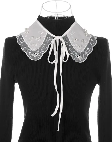 Vista 2 de Collar falso desmontable, mini chal de diamantes de imitación, gargantilla de capa falsa Peter Pan para mujer