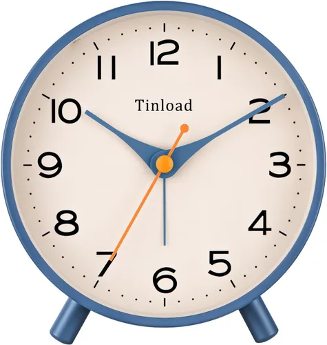 Vista 13 de Tinload Reloj despertador analógico retro antiguo de 4.5 pulgadas, funciona con pilas, pequeño reloj silencioso de mesita de noche, iluminado bajo