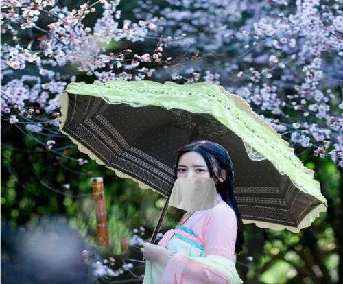 Vista 37 de WENDIN Sombrilla de encaje plegable vintage Paraguas gótico lluvia Anti-UV protección de encaje parasol cúpula Foto Props niñas sombrilla paraguas