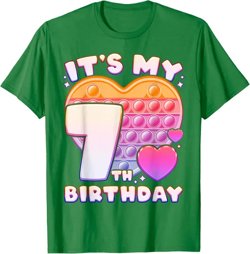 Vista 52 de Pop-it Birthday Girl 7 años de edad, Push it Pop Fidget Bubble Camiseta, Negro