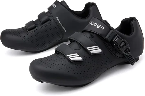 Vista 7 de Vicogn Zapatos de ciclismo de interior para hombres y mujeres, compatibles con bicicleta Peloton preinstalados con tacos Look Delta, ciclismo