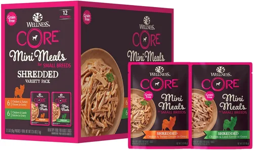 Vista 10 de Wellness CORE - Paquete variado de mini comidas en paté para razas pequeñas, comida húmeda para perros adultos, sin granos, natural, 3 onzas