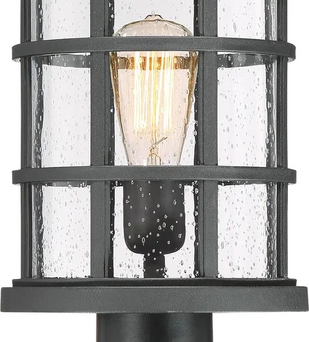 Vista 4 de Quoizel CSE9010EK Crusade - Soporte de poste para exteriores, 1 luz, 150 vatios, negro tierra (17 pulgadas de alto x 10 pulgadas de ancho)