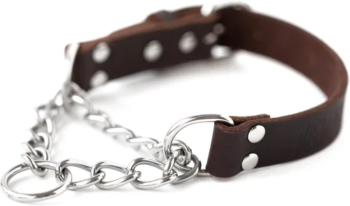 Vista 9 de Collar Martingala para Perros Mighty Paw - Diseño Anti-Tirón - Cadena de Acero Inoxidable - Entrenamiento Limitado con Correa de Cincha - Collar