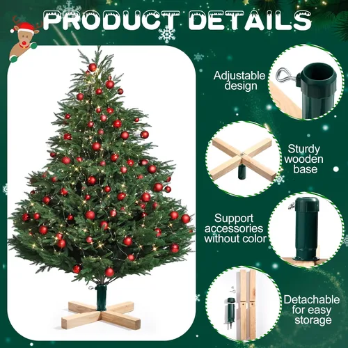 Vista 8 de Soaoo Soporte de madera para árbol de Navidad de 15.7 pulgadas de repuesto, base estable para árbol de Navidad, base para árbol de Navidad