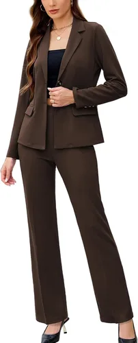Vista 18 de Women's 2 Piece Suits Business Casual Outfits Long Sleeve Solid Pantsuits Professional Office Work Sets