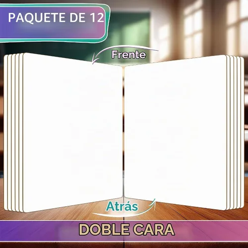 Vista 5 de Scribbledo - Pizarras de borrado en seco para estudiantes, paquete de 12