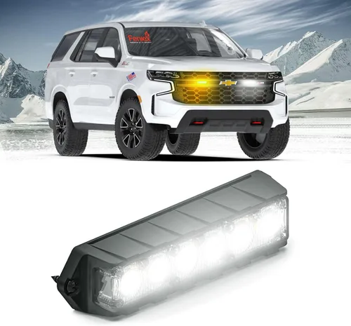 Vista 7 de Feniex Industries: Luces de advertencia LED profesionales de montaje en superficie Fusion-S (ámbar) para obras públicas y camiones de remolque