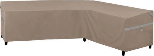 Vista 11 de Funda impermeable para sofá modular en forma de V para exteriores, resistente a los rayos UV, para muebles de patio de 5 plazas, 85 pulgadas de Gris