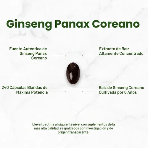 Vista 3 de Extracto de raíz de ginseng panax rojo coreano, 7,500 mg en porción, 240 cápsulas blandas - 150 mg de ginsenósidos activos