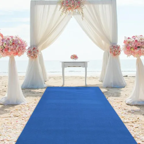 Vista 7 de CNCEST Alfombra azul para fiesta, 360 GSM grueso, tapete antideslizante de 33 pies para boda, ceremonia de película, decoración de propuestas