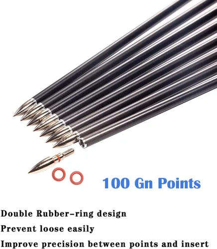 Vista 6 de Archery Carbon Arrow 28 29 30 inch 300 340 350 400 Spine Practice Hunting Arrows for Compound Recurve Bow 12PCS