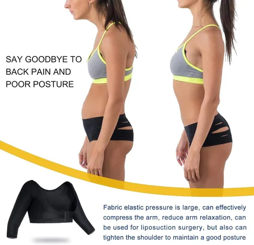 Vista 6 de BRABIC Modeladora de la parte superior del brazo postquirúrgico mangas de compresión más delgadas corrector de postura moldeadora para mujer