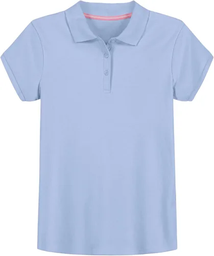 Vista 8 de IZOD - Camiseta de manga corta para uniforme escolar de niñas, cierre de botones, tejido entrelazado cómodo y suave