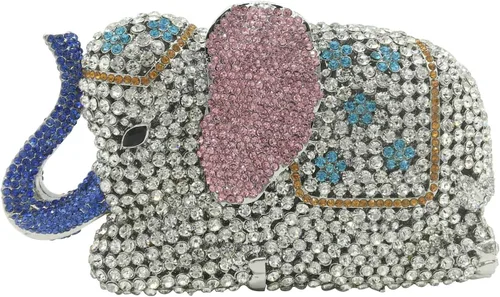 Vista 10 de Boutique De FGG Elefante de noche embragues bolsos de mano de metal cristal embrague Minaudiere boda carteras y bolsos nupciales
