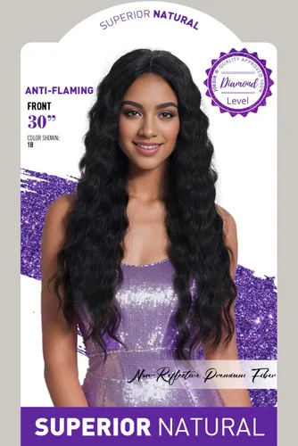 Vista 2 de Joedir - Peluca de 30 pulgadas de largo con encaje frontal, cabello ondulado profundo, parte superior, cabello natural superior con abuelitos