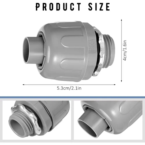 Vista 2 de Maitys Conector hermético de líquido de 1/2 pulgada, accesorios de conducto eléctrico de PVC, conector de conducto flexible recto de 180 grados