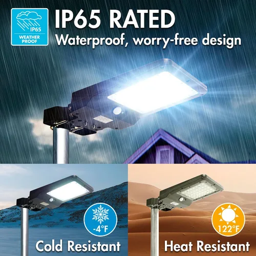 Vista 8 de Wagan EL8588 - Lámpara de calle solar integrada LED de 1000 lúmenes, sensor de movimiento, impermeable, resistente a la intemperie, del atardecer al