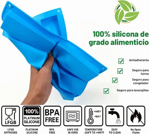 Vista 5 de Sidosir 3 moldes de silicona para barra de granola, moldes rectangulares de 8 cavidades para barra energética, moldes de silicona para hornear