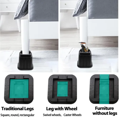 Vista 2 de MYMULIKE Elevadores de cama de 5 pulgadas, elevadores de cama resistentes que soportan hasta 6000 libras para sofá, mesa, sofá, silla o escritorio