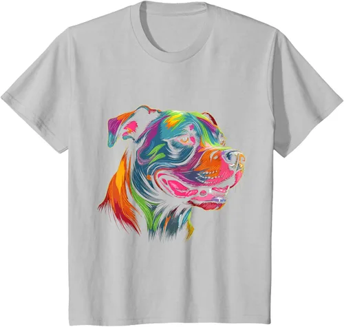 Vista 31 de Pit Bull Mom Dog Lover Colorido Artistic Pitbull Owner - Camiseta para mujer, Negro