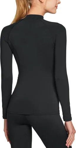Vista 3 de ATHLIO Camisetas térmicas de manga larga para mujer, camisas de tortuga simulada, capa base de compresión con forro polar