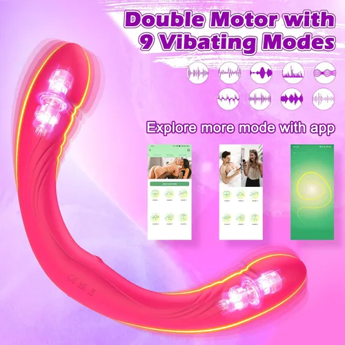 Vista 3 de Arnés de consolador sin tirantes, juguetes sexuales lesbianas, control remoto con aplicación de doble extremo, vibrador para hombres y mujeres