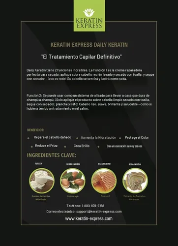 Vista 6 de Keratin Express Daily Keratin 3 fl oz Fast Blowout - Control de encrespamiento - Protector de calor - Tratamiento de reparación