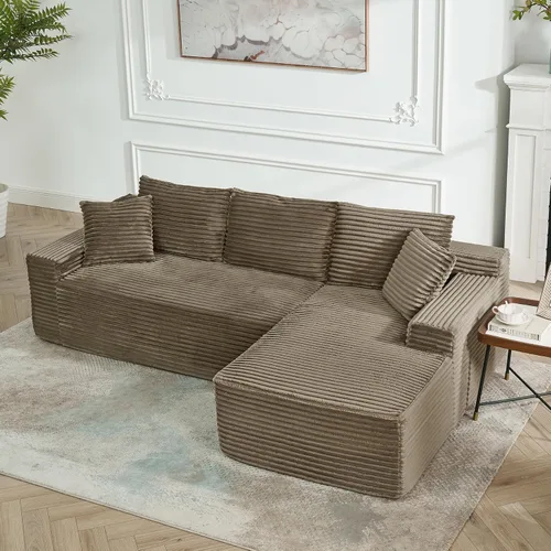 Vista 24 de Sofás deshuesados de 108 pulgadas para sala de estar, en forma de L, cómodo sofá modular de espuma viscoelástica seccional sin hueso, no requiere