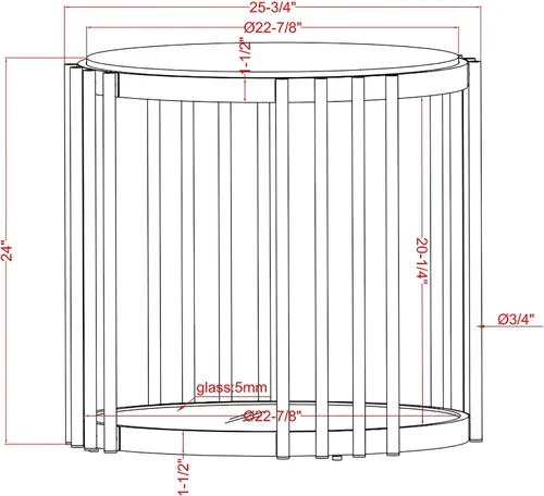 Vista 3 de 24/7 Shop at Home Delong - Mesa auxiliar redonda de metal sintético de mármol sintético de 26 pulgadas con estante de vidrio templado para sala