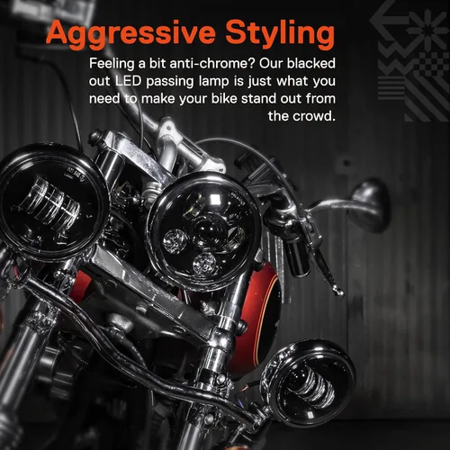 Vista 6 de TRUE MODS 2 piezas de 11.4 cm Osram LED Harley luz antiniebla de paso [acabado negro] luz antiniebla de paso para motocicleta Harley Davidson