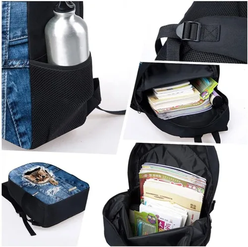 Vista 7 de POLERO Mochila de animales con estilo unisex Stedents Mochila escolar casual al aire libre viaje Daypack, Flores coloridas onduladas de remolino