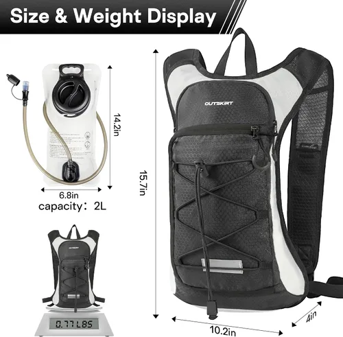 Vista 2 de OUTSKIRT Hydration Backpack with 2L Water Bladder, Lightweight and Breathable Running Hydration Pack, Water Backpack for Hiking, Cycling, Trail
